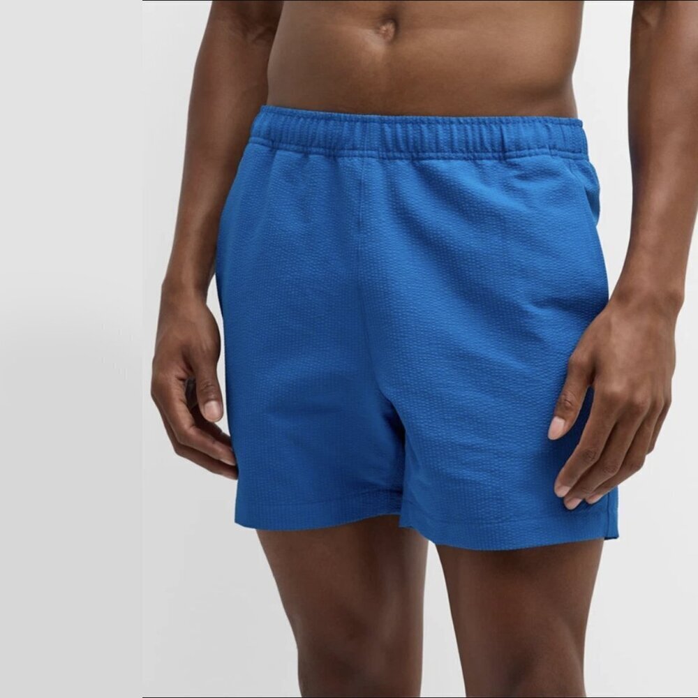 Theory Jace Splash Seer Swim Shorts in Sail Blue, size M